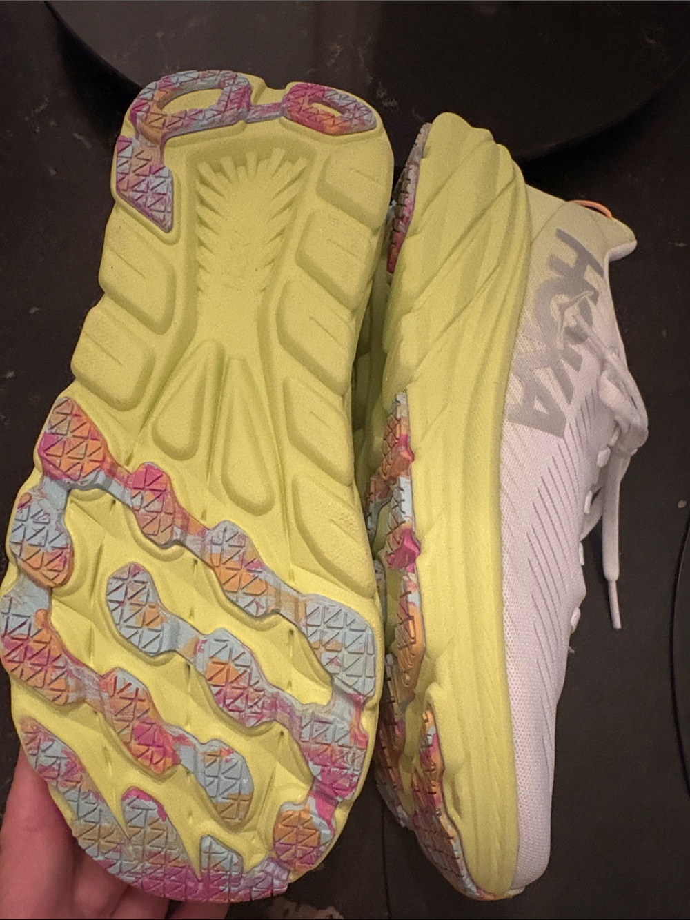 Women's Hoka Rincon 3 - White - Citrus Glow Running Shoes - Picture 8 of 9